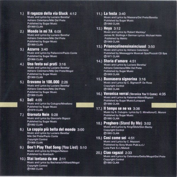 Adriano Celentano : Und Immer Azzurro - Seine 20 Größten Erfolge 1962-1997 (CD, Comp)