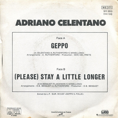 Adriano Celentano : Geppo Il Folle (7", Single)