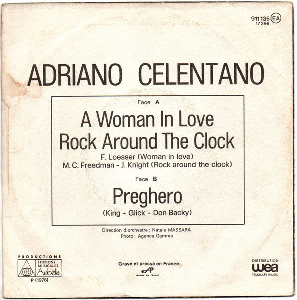 Adriano Celentano : Woman In Love - Rock Around The Clock / Preghero (7", Single)