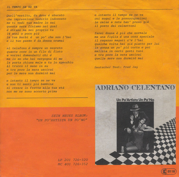 Adriano Celentano : Il Tempo Se Ne Va  (7", Single)