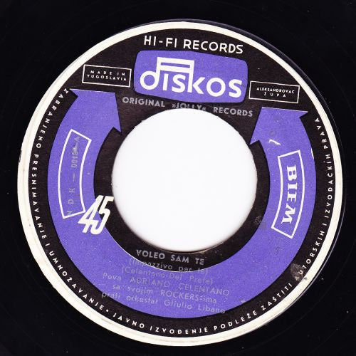 Adriano Celentano : Voleo Sam Te / Pitagora (7", Single, Mono)