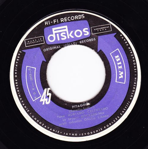 Adriano Celentano : Voleo Sam Te / Pitagora (7", Single, Mono)