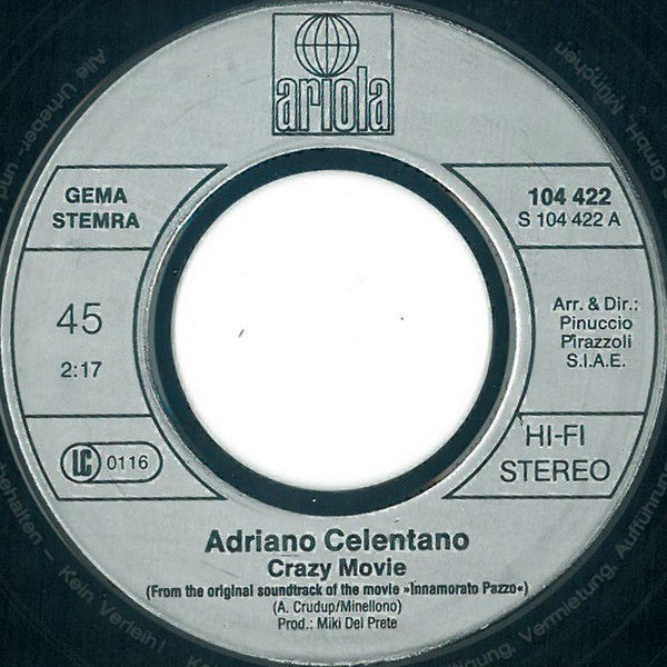 Adriano Celentano / Bruno Zambrini : Crazy Movie / Roma Che Fa… Te Innamora (7", Single)