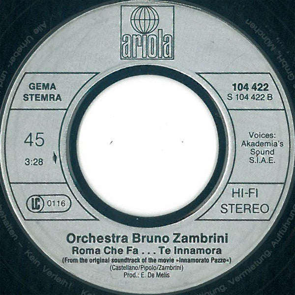 Adriano Celentano / Bruno Zambrini : Crazy Movie / Roma Che Fa… Te Innamora (7", Single)