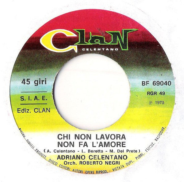 Adriano Celentano : Chi Non Lavora Non Fa L'Amore (Questo Mi Ha Detto Ieri Mia Moglie) (7")