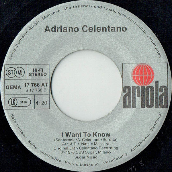 Adriano Celentano : Mondo In Mi 7 (7", Single)