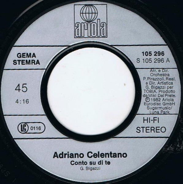 Adriano Celentano : Conto Su Di Te (7", Single)