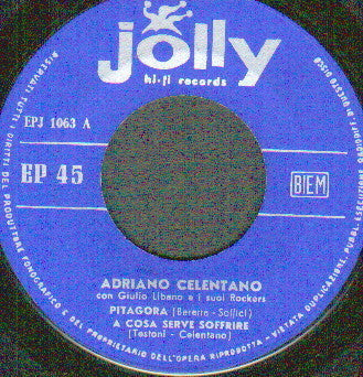 Adriano Celentano con Giulio Libano E I Suoi Rockers : Pitagora (7", EP, Mono)