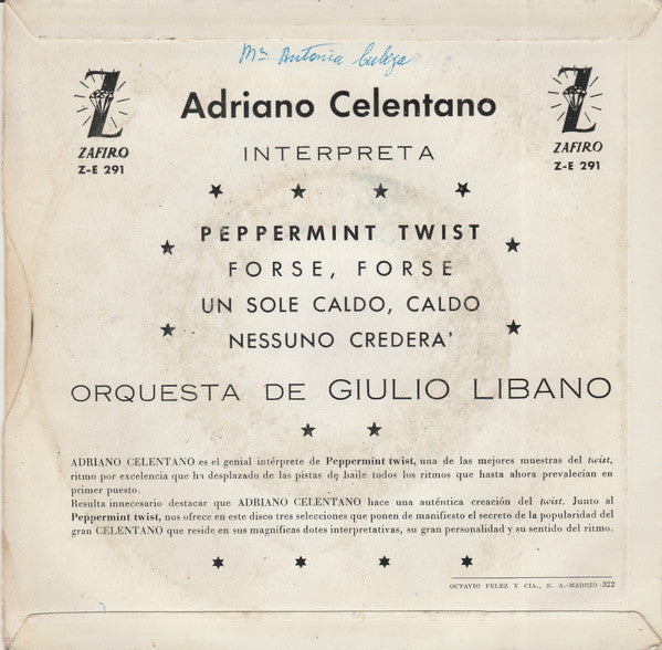 Adriano Celentano : Peppermint Twist (7", EP, Mono)