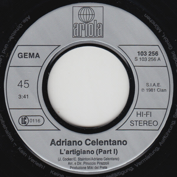 Adriano Celentano : L'Artigiano (7", Single)