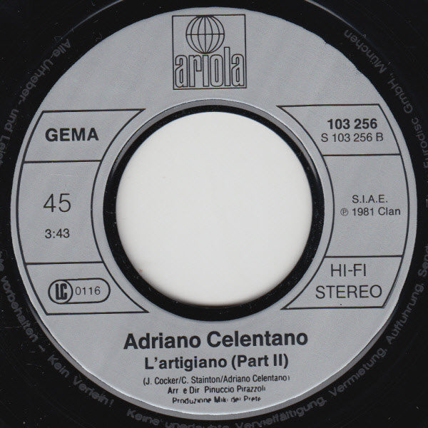 Adriano Celentano : L'Artigiano (7", Single)