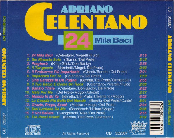 Adriano Celentano : 24 Mila Baci (CD, Comp)