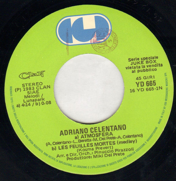 Adriano Celentano : Atmosfera / Prima Pagina (7", Jukebox)