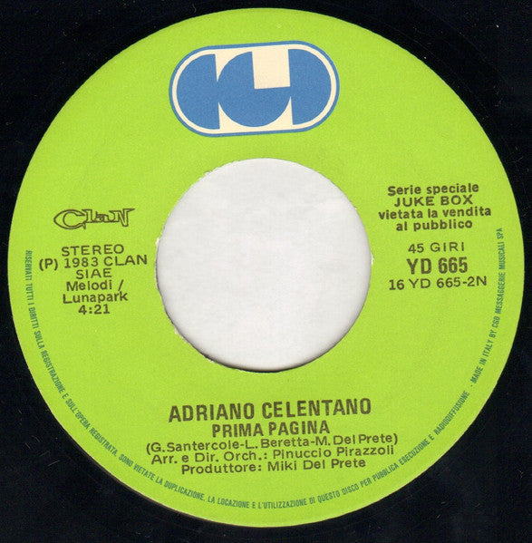 Adriano Celentano : Atmosfera / Prima Pagina (7", Jukebox)
