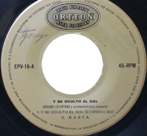 Celentano* : Y Se Oculto El Sol (7", EP)