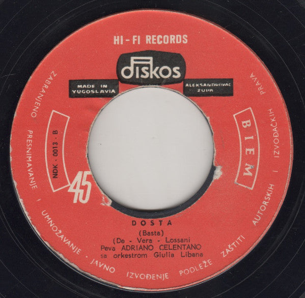 Adriano Celentano : Nema Ljubavi / Dosta (7", Single, RE)