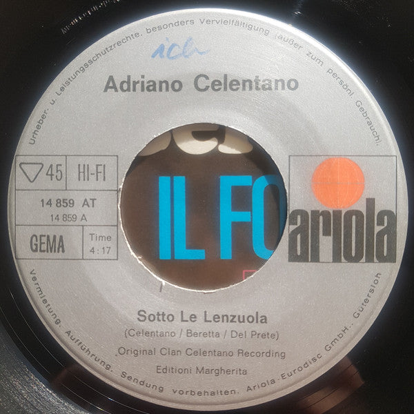 Adriano Celentano : Sotto Le Lenzuola / Il Forestiero (7", Single)