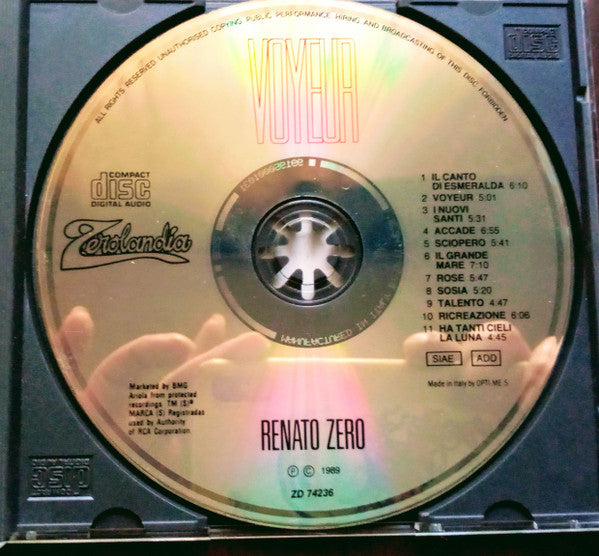 Renato Zero : Voyeur (CD, Album, Gol)
