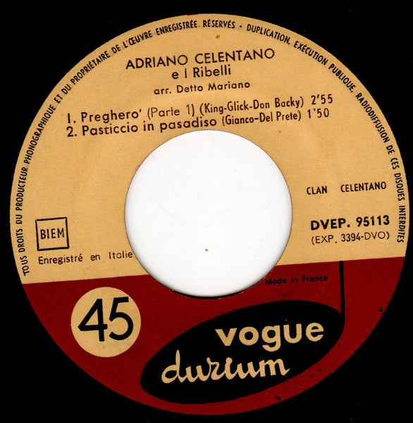 Adriano Celentano : Pregherò / Stai Lontana Da Me (7", EP)