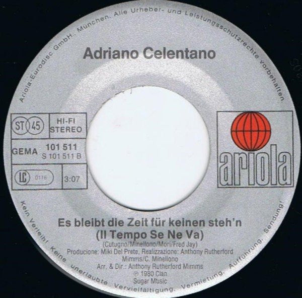Adriano Celentano : Il Tempo Se Ne Va (7", Single)
