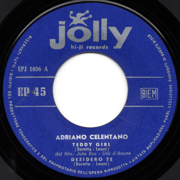 Adriano Celentano : Teddy Girl (7", EP, Mono)