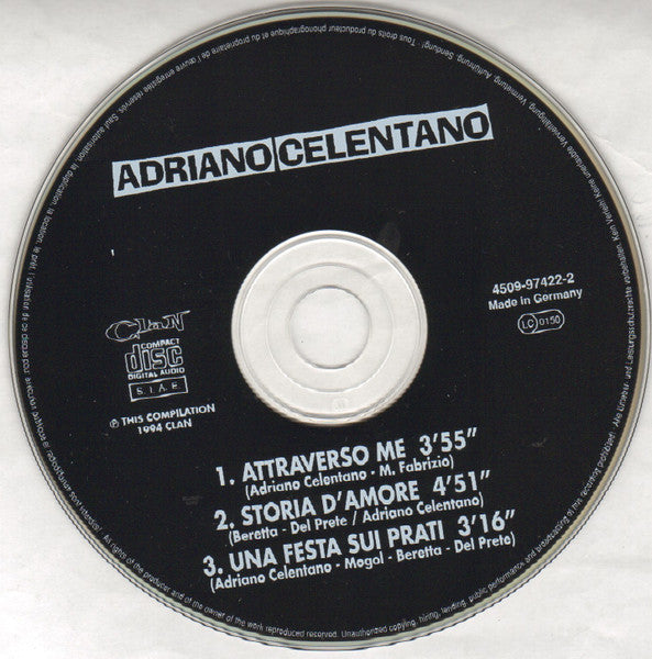 Adriano Celentano : Attraverso Me (CD, Single)
