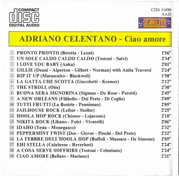 Adriano Celentano : Ciao Amore (CD, Comp)