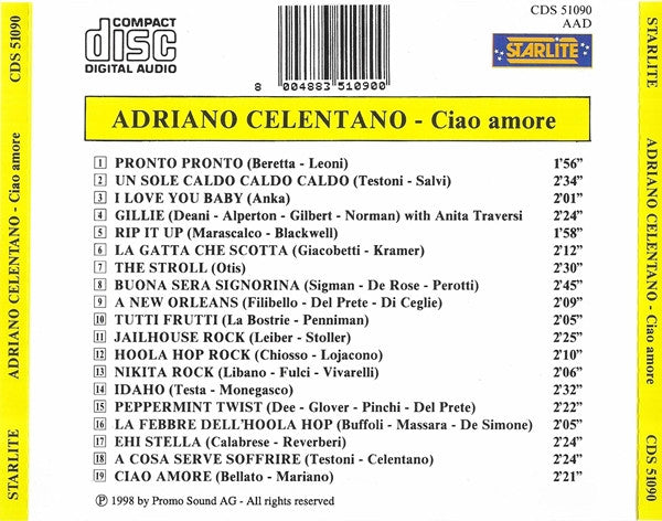 Adriano Celentano : Ciao Amore (CD, Comp)
