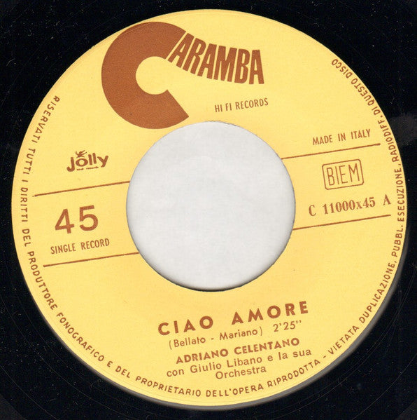 Adriano Celentano : Ciao Amore (7", Single)