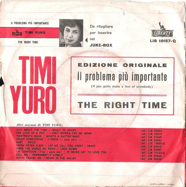 Timi Yuro : Il Problema Più Importante (If You Gotta Make A Fool Of Somebody) (7", Mono)