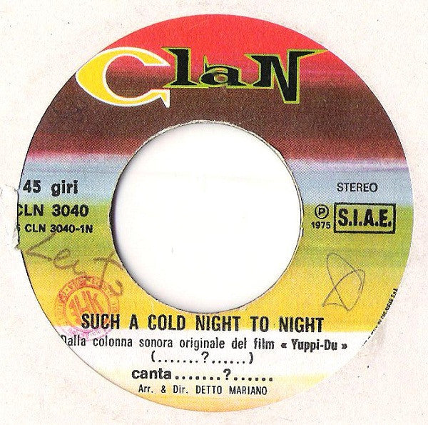 Gino Santercole : Such A Cold Night To Night (7")