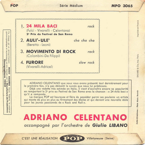 Adriano Celentano : 24 000 Baci (7", EP, Mono)