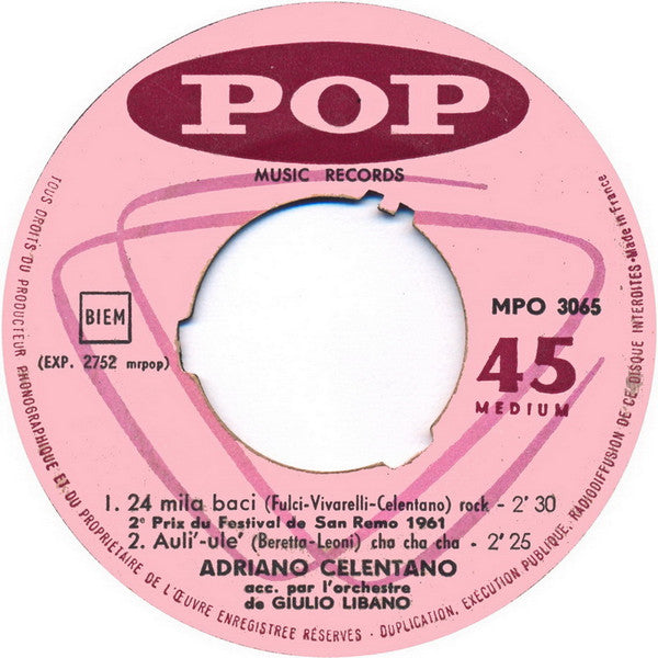 Adriano Celentano : 24 000 Baci (7", EP, Mono)