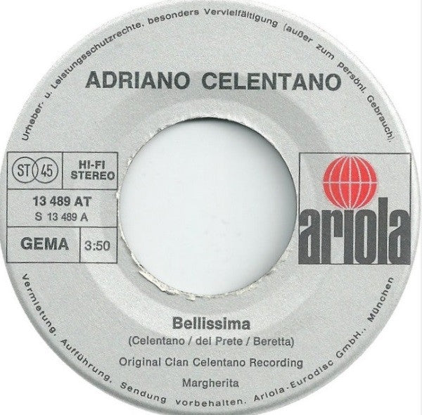 Adriano Celentano : Bellissima (7", Single)