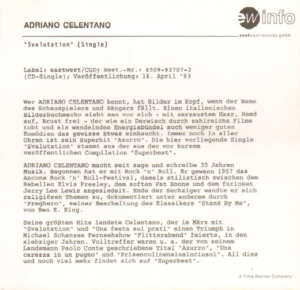 Adriano Celentano : Svalutation (CD, Single, RE)