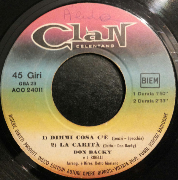 Don Backy E I Ribelli : Amico (7", Gat)