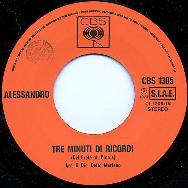 Alessandro Pintus (3) : Tre Minuti Di Ricordi  (7")