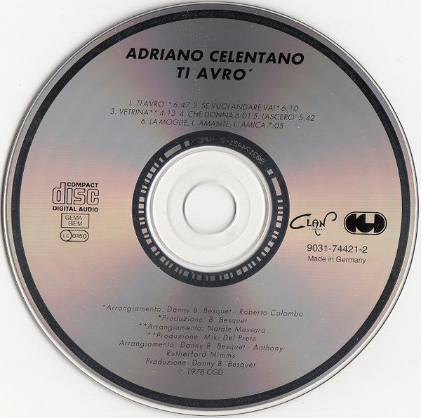 Adriano Celentano : Ti Avrò (CD, Album, RE)