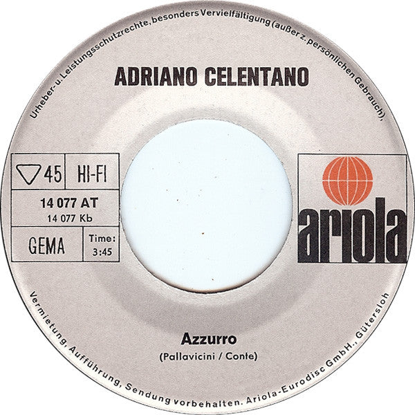 Adriano Celentano : La Lotta Dell'Amore (7", Single, Mono)