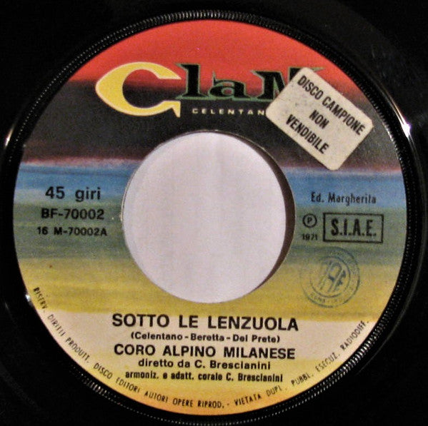 Coro Alpino Milanese : Sotto Le Lenzuola (7")