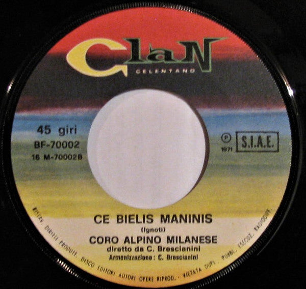 Coro Alpino Milanese : Sotto Le Lenzuola (7")