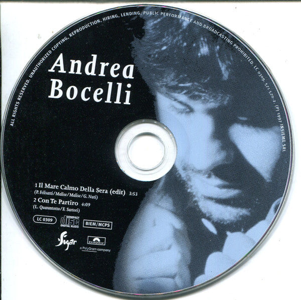 Andrea Bocelli : Il Mare Calmo Della Sera (CD, Single, Ltd, Car)