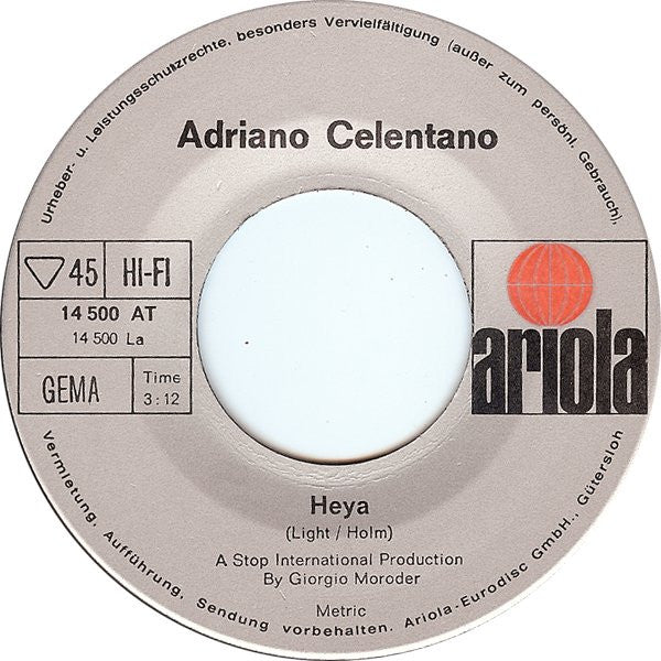 Adriano Celentano : Heya (7", Single)