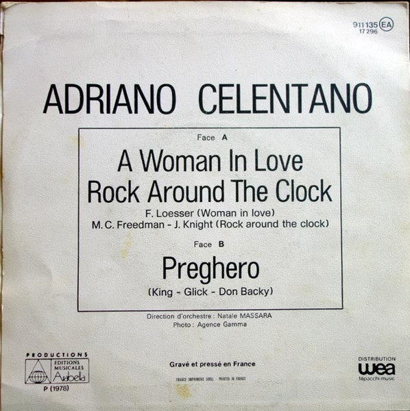 Adriano Celentano : Woman In Love - Rock Around The Clock / Preghero (7", Single)