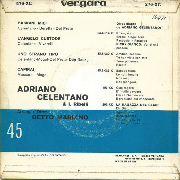 Adriano Celentano : Bambini Miei (7", EP)