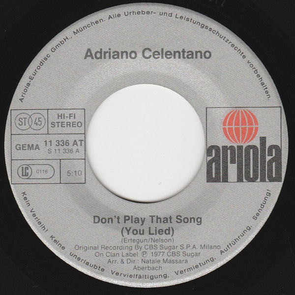 Adriano Celentano : Don't Play That Song (7", Single)
