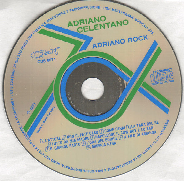 Adriano Celentano : Adriano Rock (CD, Album, RE)