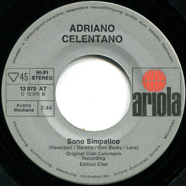 Adriano Celentano : Ciao Ragazzi / Sono Simpatico (7", Single)