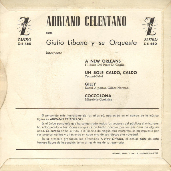 Adriano Celentano : A New Orleans (7", EP, Mono)