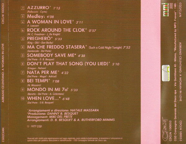 Adriano Celentano : A Woman In Love (CD, Comp)